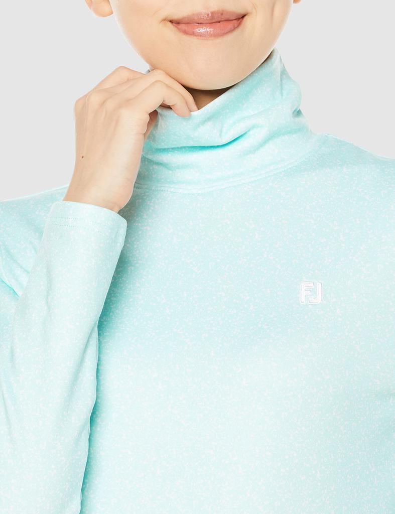 FootJoy Women's Splatter Print Long Sleeve Turtleneck Shirt, Azure Blue, Size S (FJW-F22-S05)