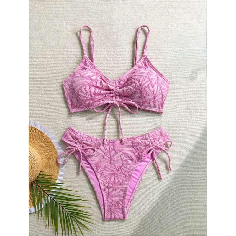 Bikini Swimsuit Feminine High-rise Split Strap Beach Vacation S фиолетовый