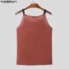 INCERUN Men Summer Sleeveless Strap Rib Semi-Sheer Tank Tops