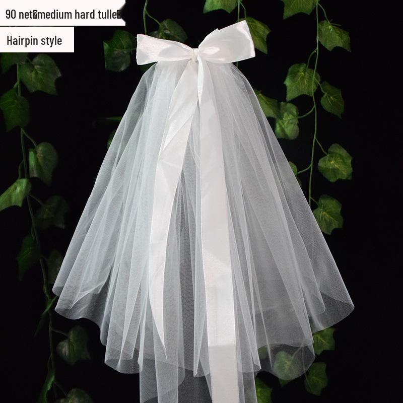 Elegant White Short Bridal Veil for Wedding Photos