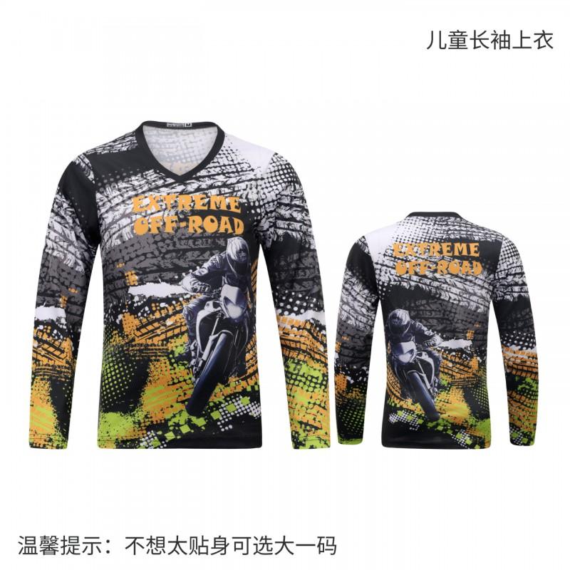 1 Kids Long Sleeve Mountain Bike Cycling Jersey Breathable Quick Dry Outdoor Sports Shirt Downhill BMX Trail Riding