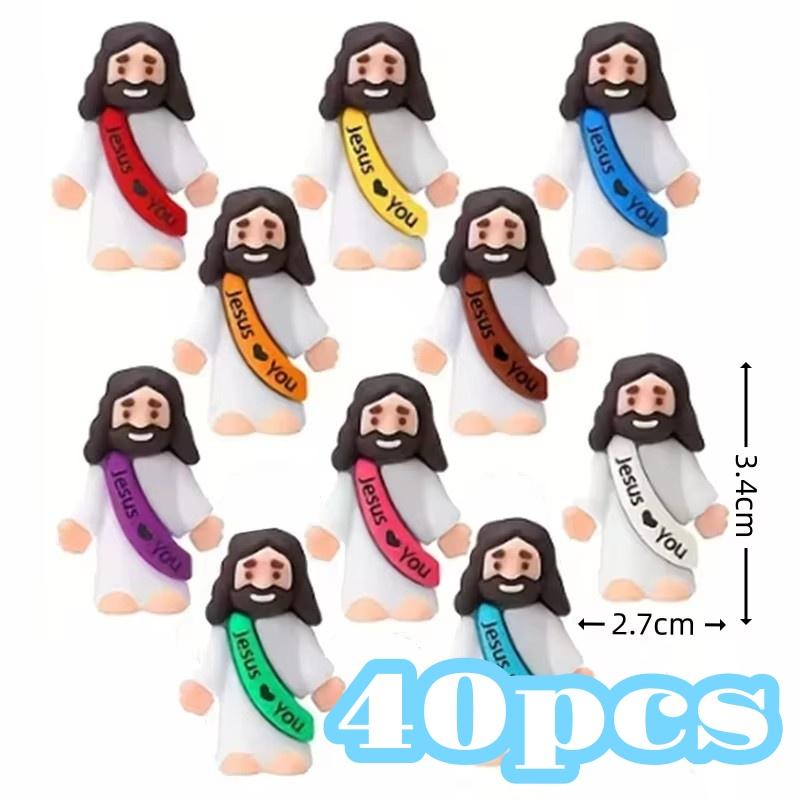 10/60pcs Mini Jesus Decorations Cartoon Statue Set for Holiday Party Scene Decor Festive Room Figurines Christmas Easter Gifts