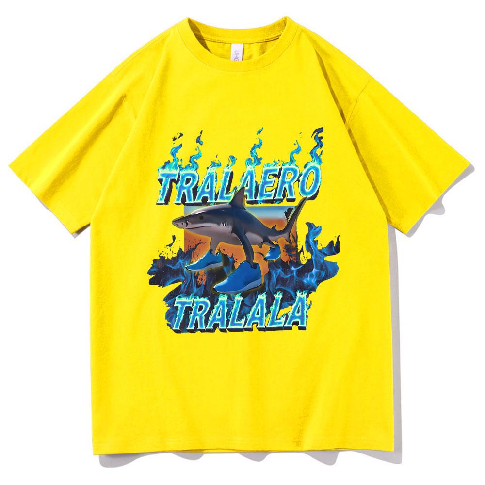 Fashion Tralalero Tralala Funny Shark with Shoes Meme T Shirts Men Casual Humor Tshirt Man Gothic Vintage Short Sleeve Tshirt