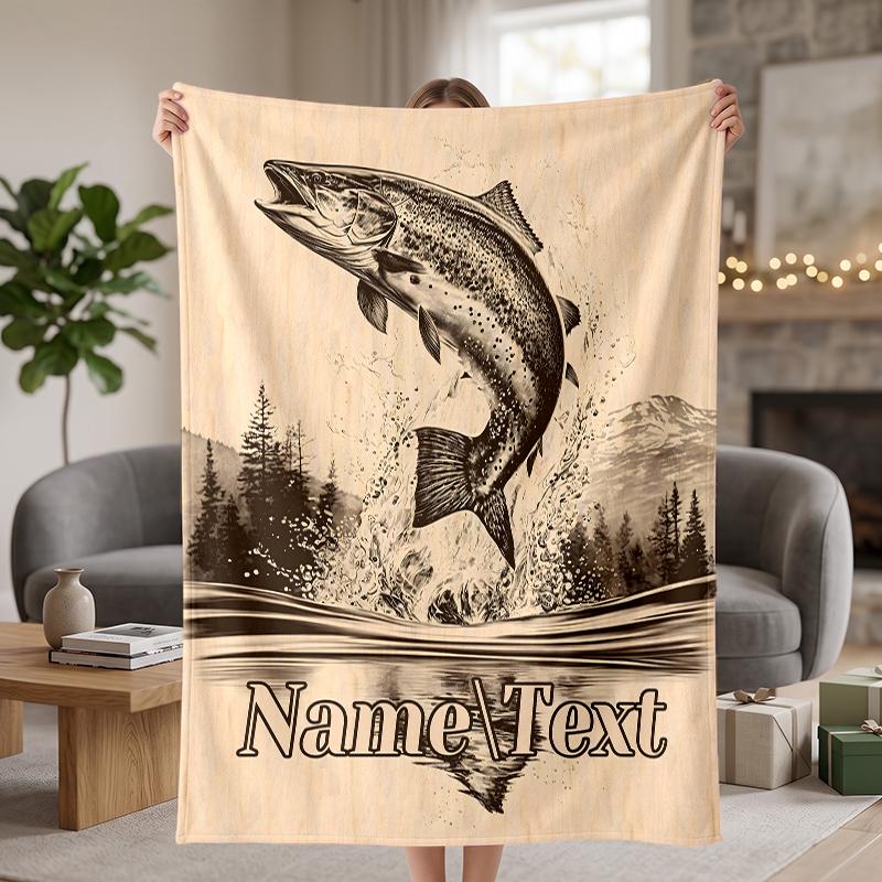 fishing Custom Flannel Blankets Soft Warm Cozy Throws for Home Decor Holiday Gifts
