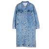 Giacca Lunga in Denim da Donna Slim Fit Lavata Stile Vintage Streetwear Cappotto Oversize