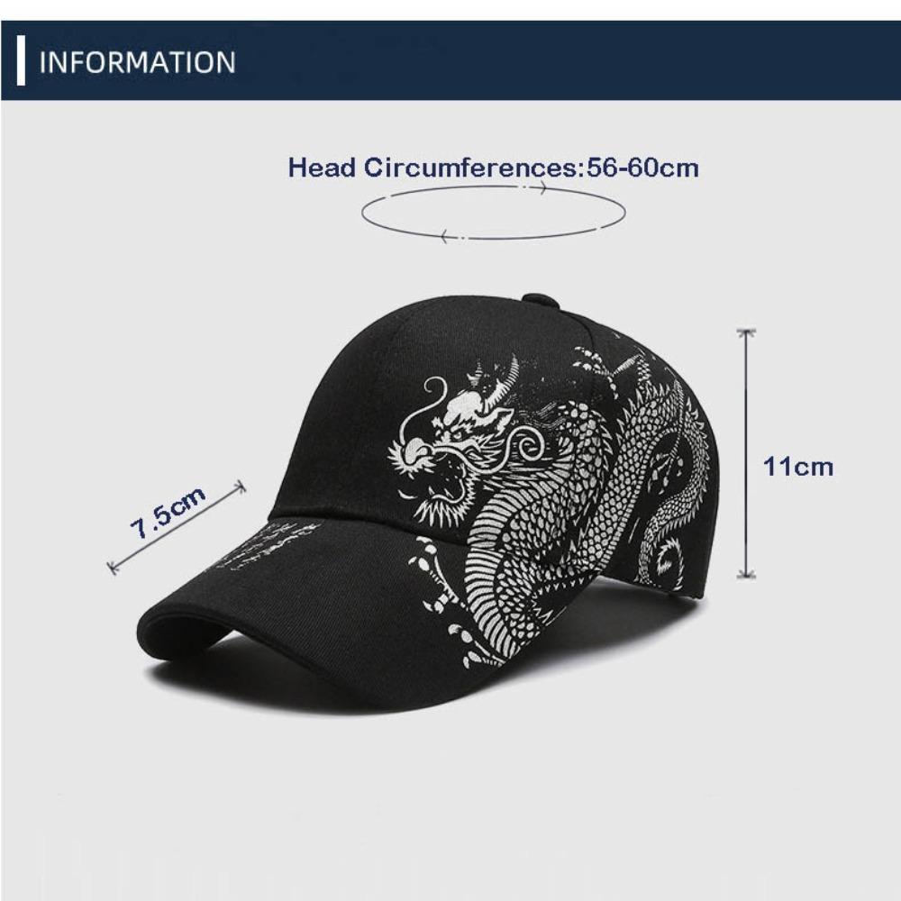Adjustable Baseball Cap Dragon Totem Printing Hip Hop Hat Casual Snapback Hat  Unisex
