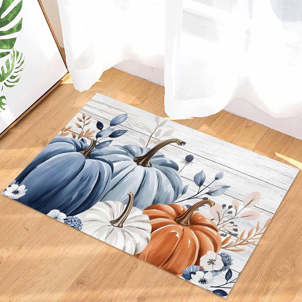 Fall Thanksgiving Pumpkin Sunflower Maple Leaf Welcome Doormat Entrance Non-slip Floormat Balcony Hallway Bath Rug Autumn Decor