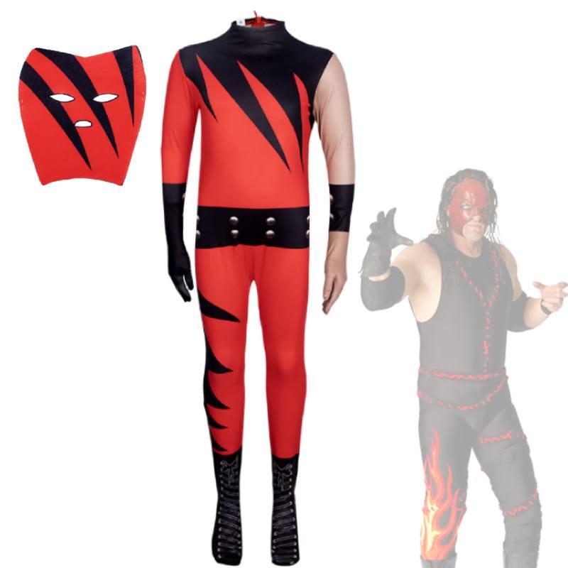 Mangguo Kids Cosplay Costume Wrestling Bodysuit With Kane Mask New Halloween Product
