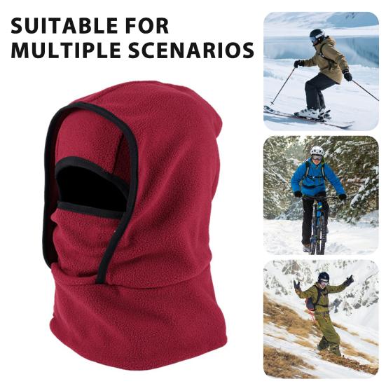 Skiing Headgear Outdoor Winter Warm Hat 3-in-1 Integrated Thermal Hood Scarf Face Guard Sports Running Hat