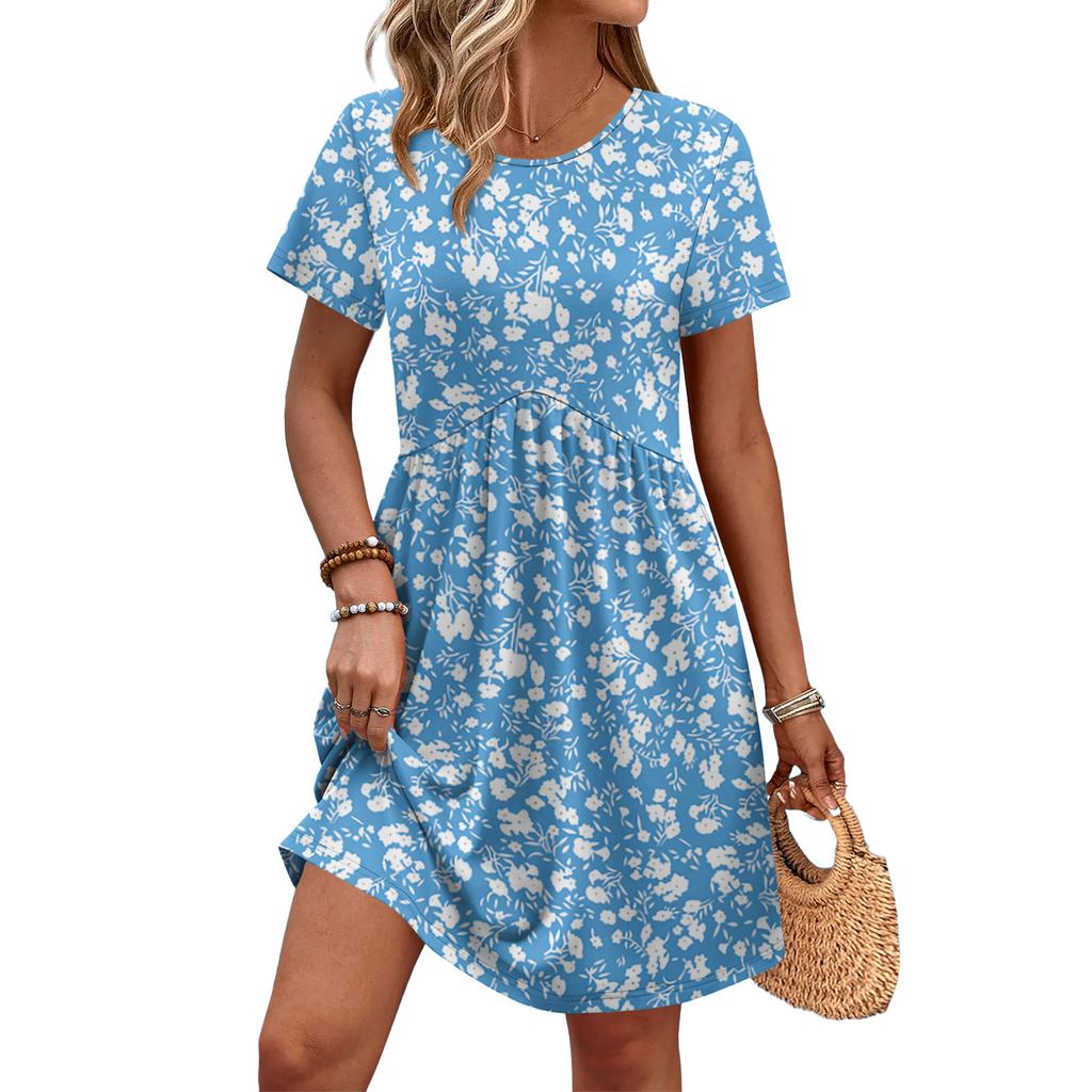 Dresses For Women Short Sleeve O Neck Casual Dresses Waist Maternity Dress With Pockets