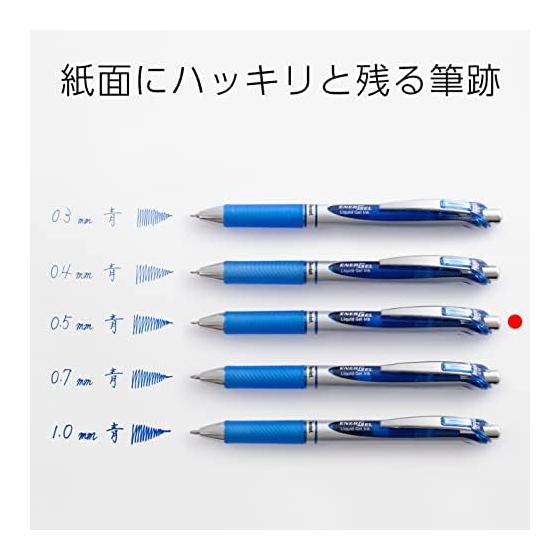 Pentel Ballpoint Pen Gel Ink Energel Retractable 0.5mm Silver Shaft BLN75Z-C Blue (x 2)