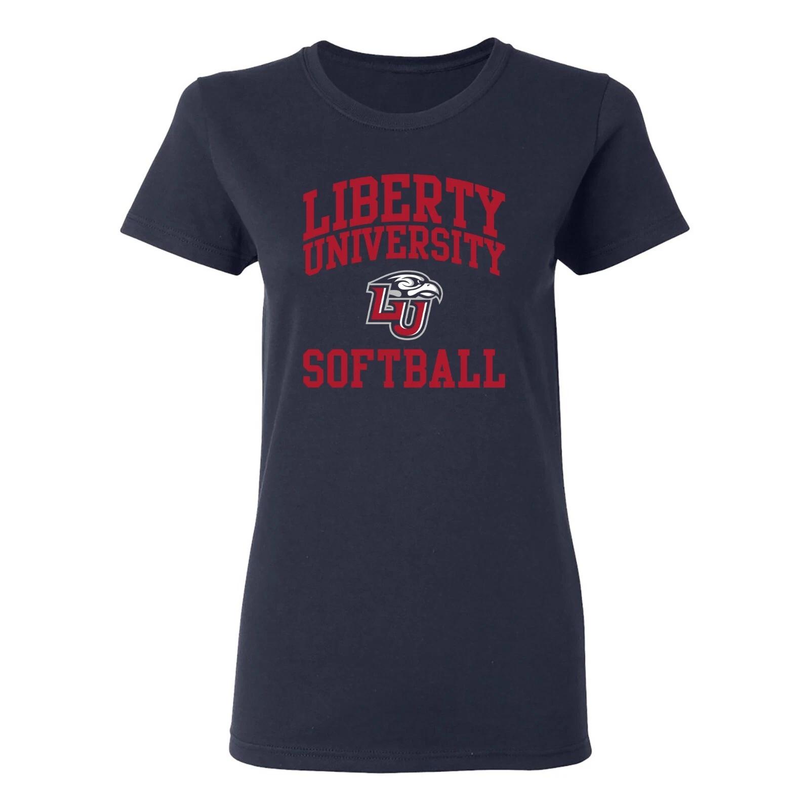 Liberty Flames Arch Logo Softball Women s T-Shirt - Navy S