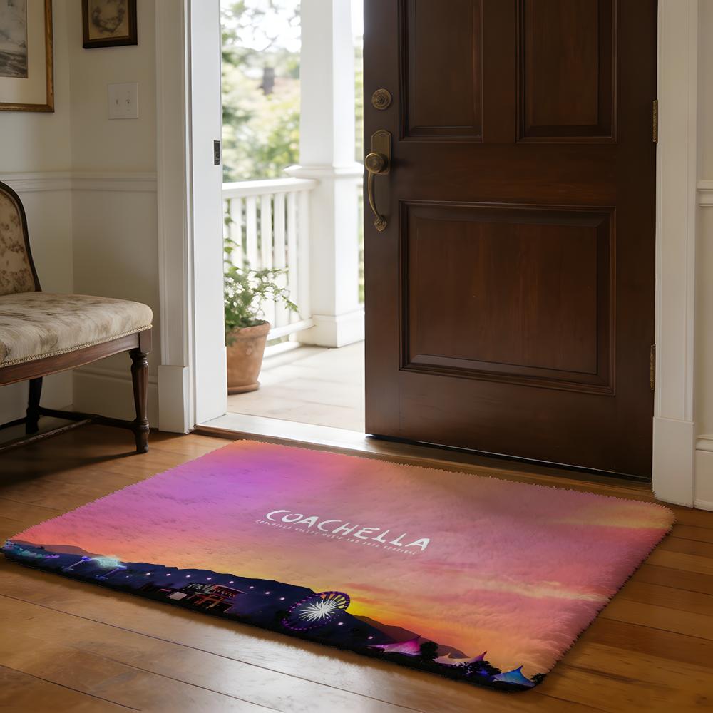 CCoachella Valley Music And Arts Festival Floor Mat Soft Flannel Absorbent Mat Non-Slip Rug Home Bedroom Bathroom