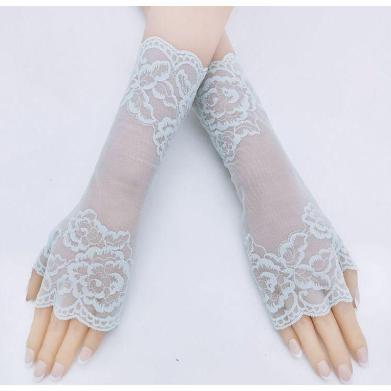 

Перчатки без пальцев Защита от солнца Женские Тонкое кружево Летние Ледяной шелк Открытые пальцы Летние Открытые пальцы Защита от УФ-лучей Вождение Короткие Elegance Green All yards