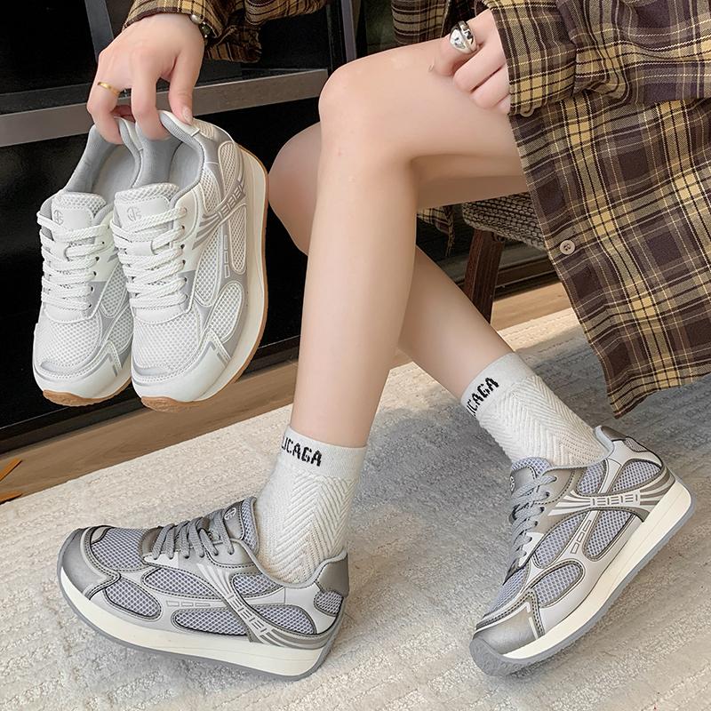 Sneakers Casual Women Designer Running Shoes Fashion Genuine Leather Breathable Height Increased Platform Shoe