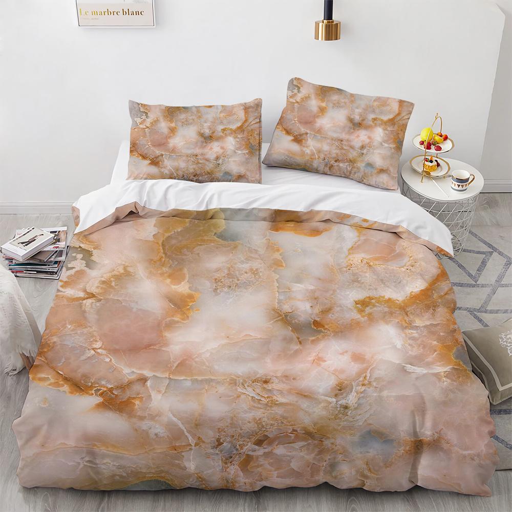 Colourful Marble Bedding Set Purple and Green Marble Duvet Cover Set Men Teens Boy Modern Abstract Art Polyester Comforter Cover