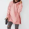 Felpa imbottita a maniche lunghe con scollo rotondo da donna, tinta unita, con cappuccio e tasche larghe