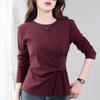 Chic Women's Long Sleeve Slimming Pure Cotton T-Shirt for Spring/Autumn
