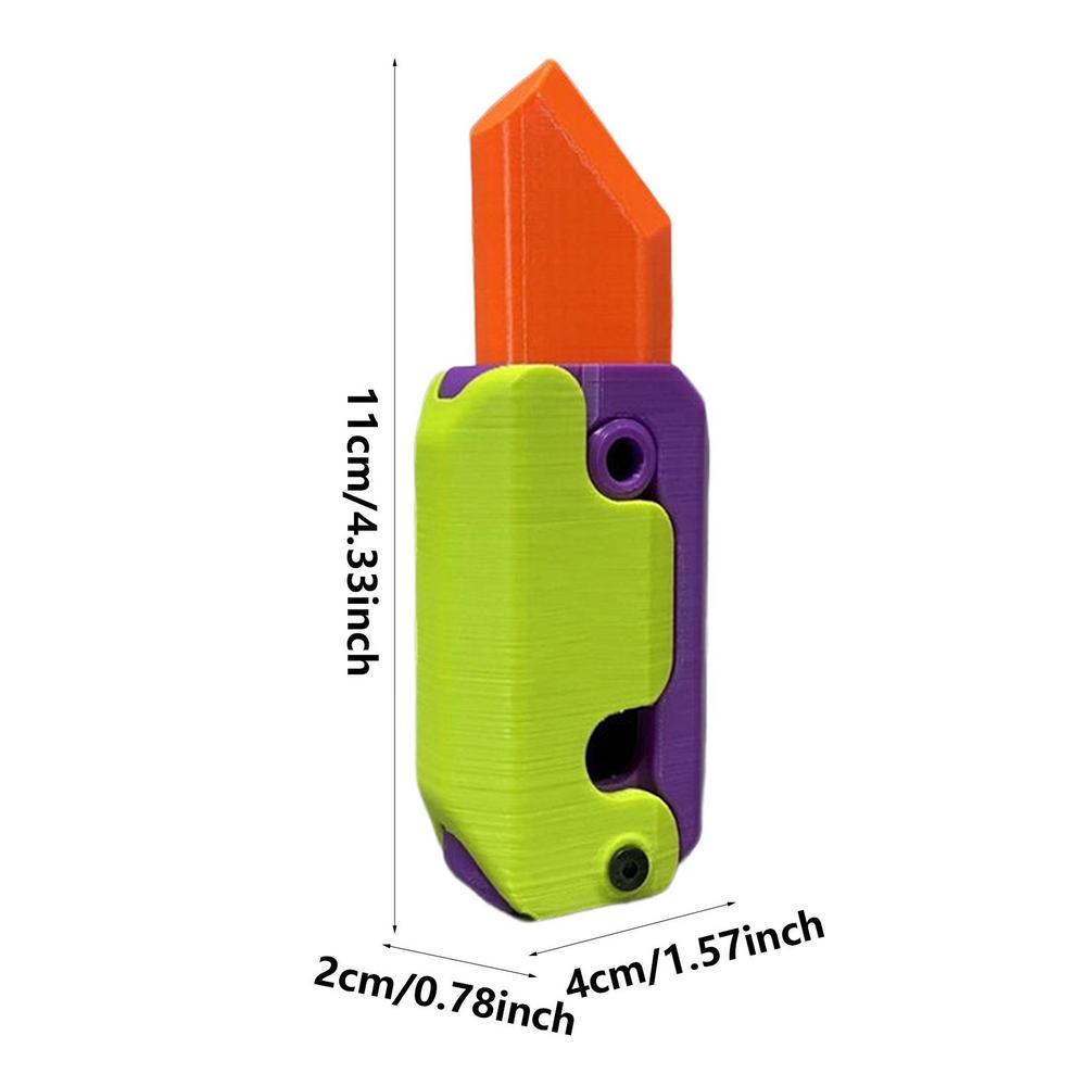 Funny 3D Printing Gravity Jump Small Radish Knife Kids Decompressions Toy Mini Model Student Prize Pendant Magic Tricks Props