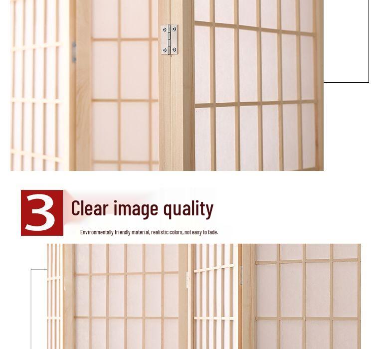 Solid Wood Japanese Folding Screen - Modern Lattice Design for Living Room, Office, or Entrance Hall