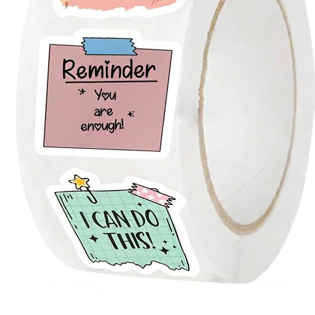 Motivational Stickers 500pcs Reminder Phrase Sealing Stickers Creativity DIY Funny Quote Decals Roll Self Affirmation Stickers