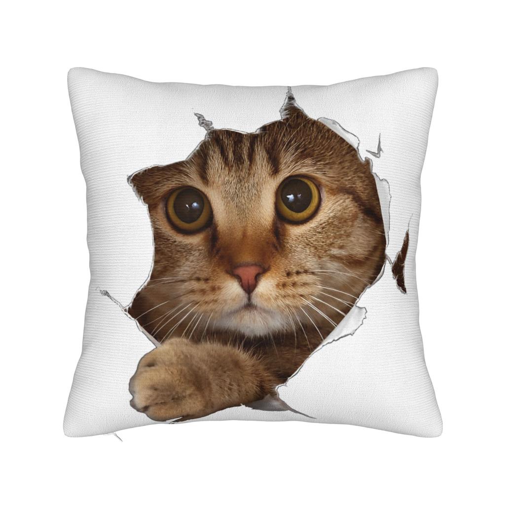 Cat Paw Pillowcase Printed Polyester Cushion Cover Decoration Fruit Throw Pillow Case Cover Home Zippered 40*40Cm