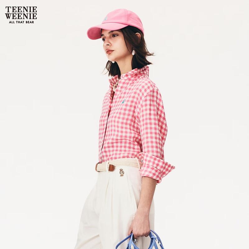 Teenie Weenie Women's Plaid Linen Long Sleeve Shirt