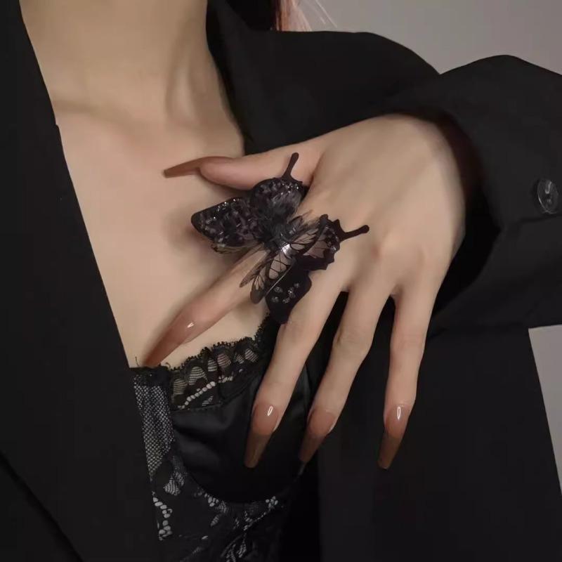1Pc Butterfly-shape Finger Ring Adjustable Open Punk Gothic Insect Rings Jewelry