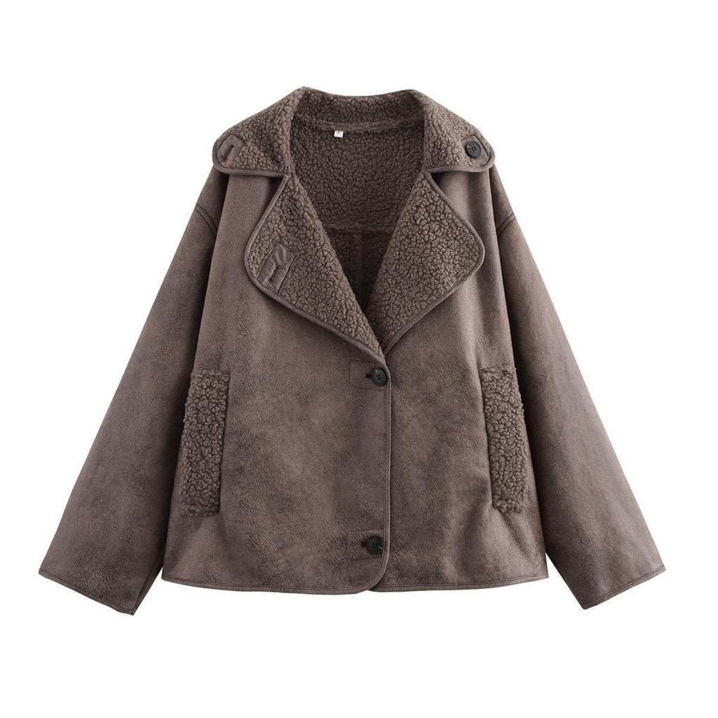 2024 Autumn Women's Double-Sided Jacket: European & American Fashion with Simple Hot Stamping