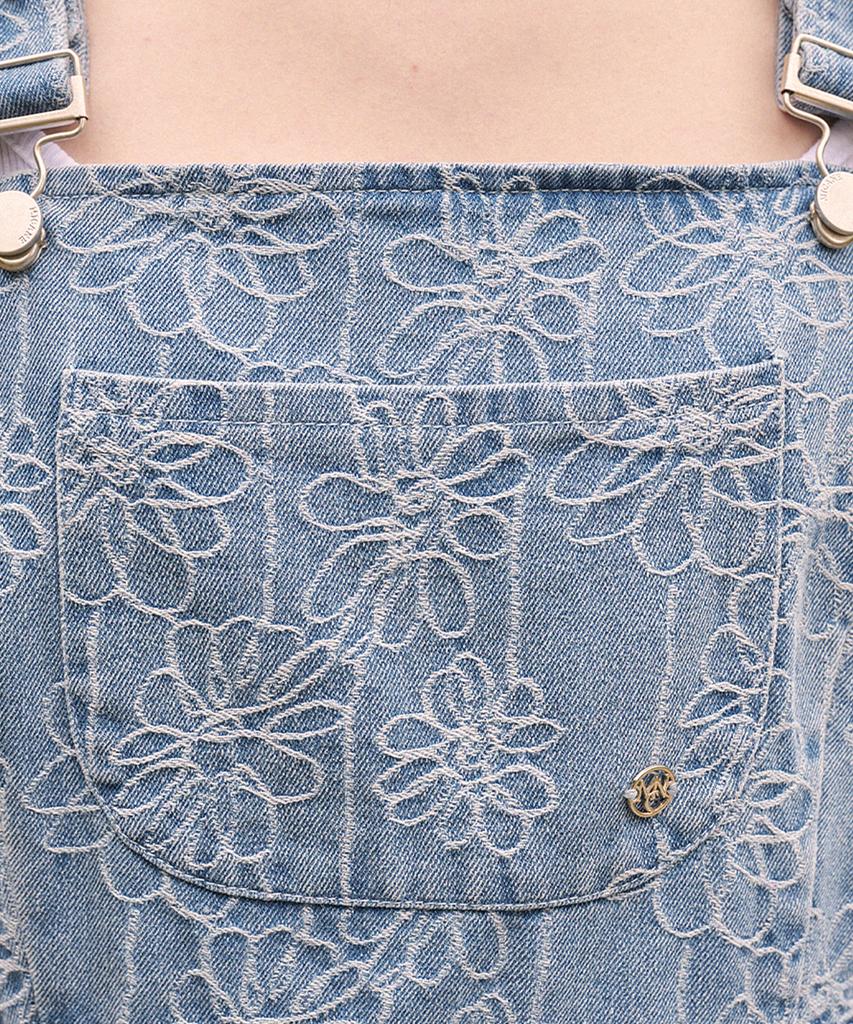 Micene Chicory Pleated Overall Denim Mini Dress