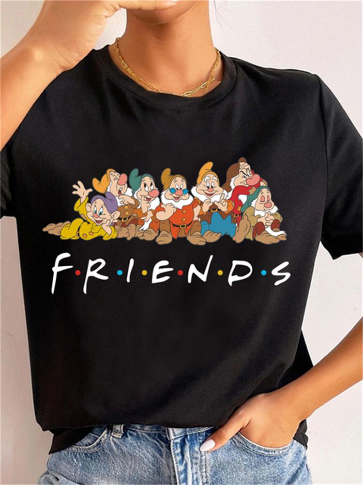 MINISO Disney Princess Women Clothes Snow White and The Seven Dwarfs Womens Trend Harajuku Short Sleeves Tshirt Cute