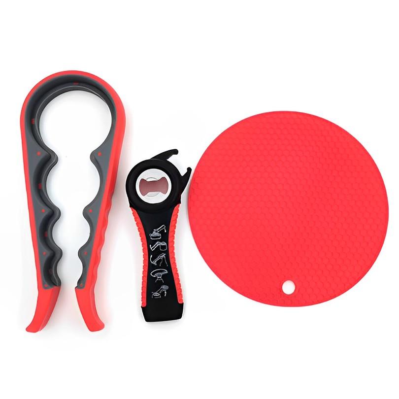 

Набор многофункциональных открывалок 5-в-1 из нержавеющей стали для бутылок, банок, крышек, нескользящая резиновая накладка, эргономичный, сверхпрочный, компактный кухонный инструмент