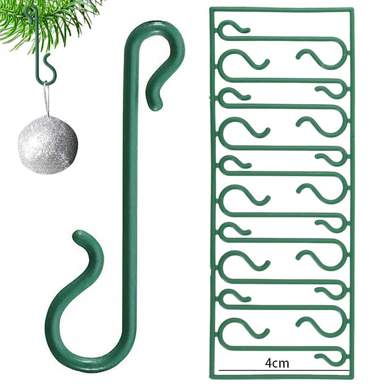 

Green Christmas Tree S Hooks Xmas Hanging Pendant Mini Hanger Bauble Ball Ornament Hook for New Year Wreath Home Party Decor 50pcs(5 Boards) зелёный