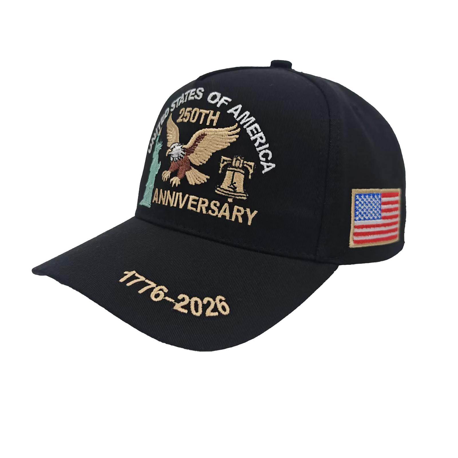 

New Embroidered American Independence Day Sunshade Baseball Cap Outdoor Hat 250th Anniversary One size чёрный
