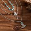 Bohemian Turquoise Chain Choker Vintage Clavicle Chain Multi Layer Necklace  Jewelry Gift