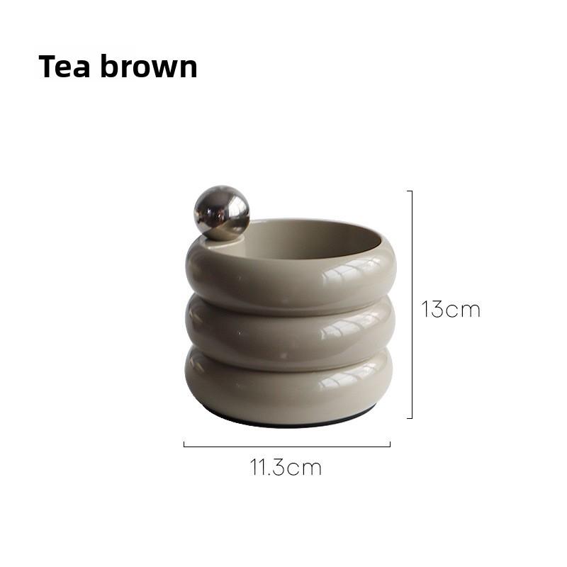 Fresh Air Metal-handled Jewelry Storage Box, Multi-layer Rotatable, Bedroom, Wardrobe, Jewelry and Cosmetics Box Tea brown
