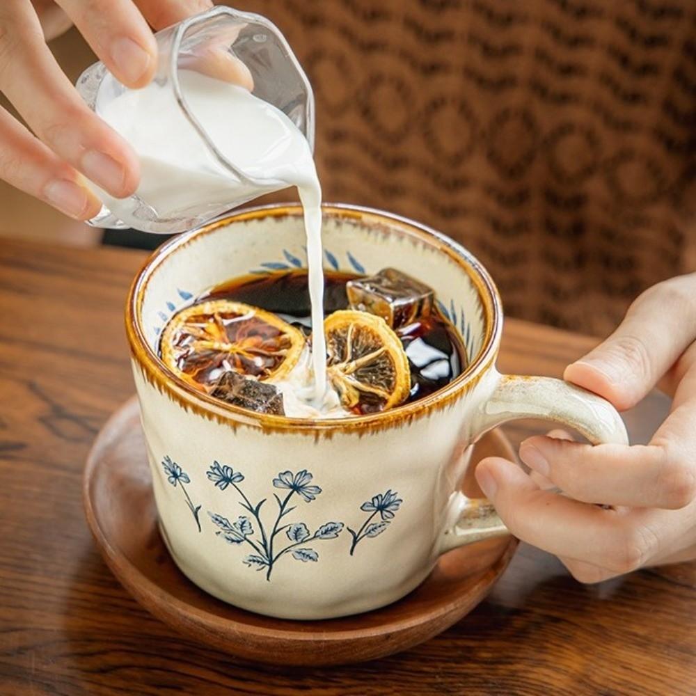 385ml Ceramic Coffee Cup Microwave Safe Milk Cup Decorative Exquisite Water Cup Living Room