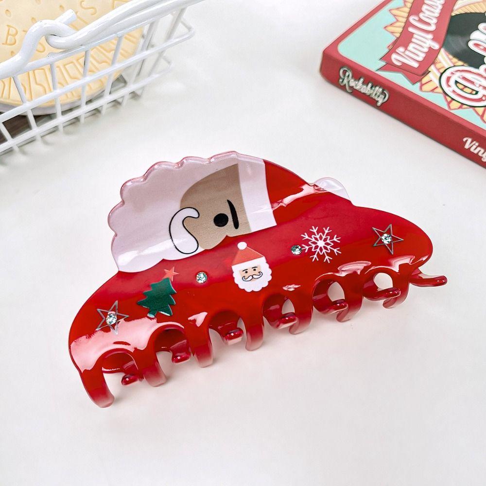 PVC Christmas Elk Hair Claw Deer Snowman Hair Clip Kawaii Santa Claus Shark Clip  Wash Face