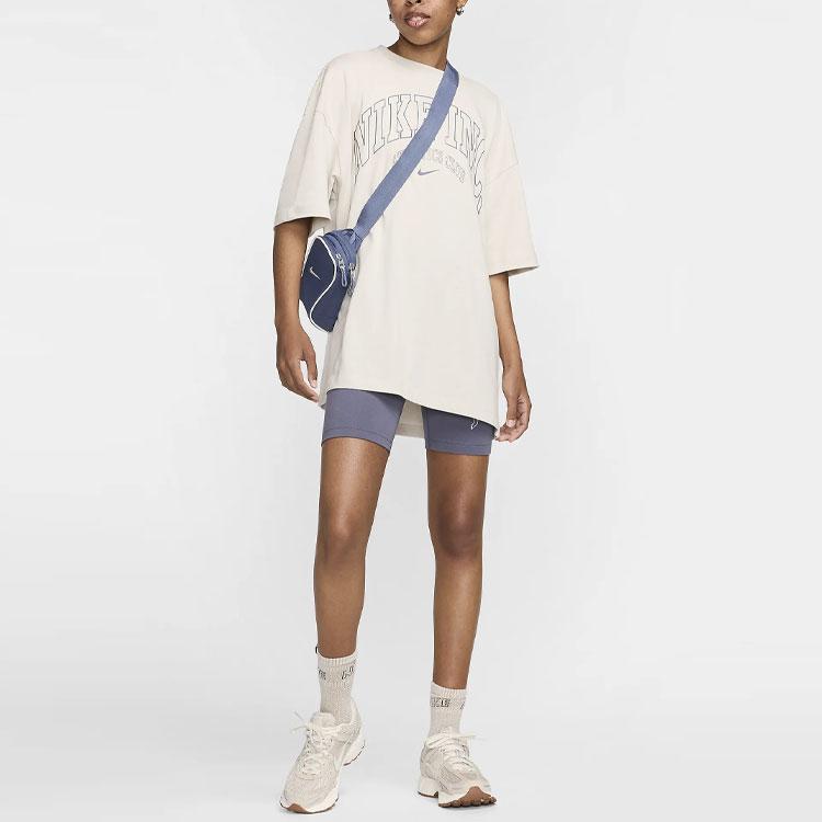 Nike Sportswear Essential Logo Print Comfortable Loose Fit Short Sleeve Drop Shoulder T-Shirt Women tops Light-Gray HJ6527-072