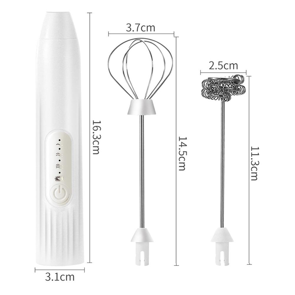 

Электрический миксер для кофе, шейкер для молока, вспениватель, взбиватель яиц, зарядка через USB, ручной блендер с 3 скоростями и регулировкой, 1200 мАч белый