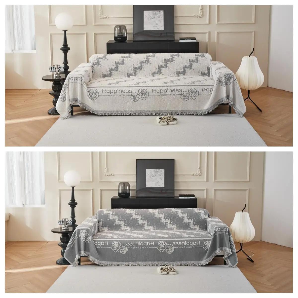 

1pcs Chenier Sofa Covers Household Four Season Universal High-endTowel Blanket for Chair Universal Seat Protection 1seater 180x130cm серый