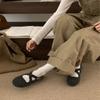 Grape Mother Studiolee Soft Cute Round Head Cross Buckle Sweet Wind Suede Light Mouth Fluffy Mary Jane Single Shoes