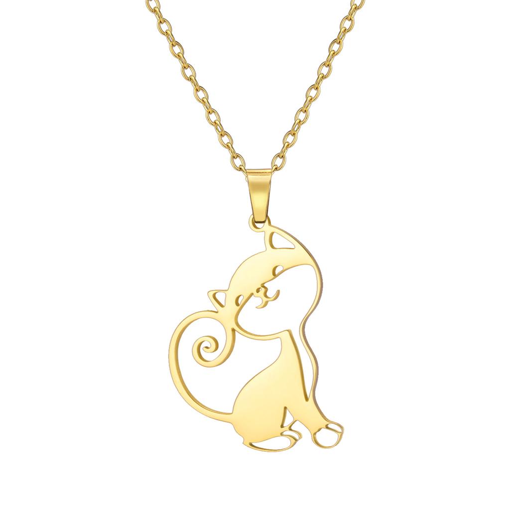 Fashion Minimalist Women Cat Pendant Necklace Delicate Collarbone Chain Elegant Small Jewelry Gift