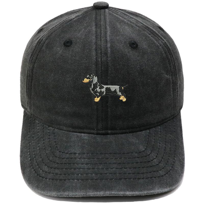 Spotted Dachshund Embroidered Baseball Cap Washed Vintage Daddy Hat Pet Lovers Outdoor Dog Walking Shade