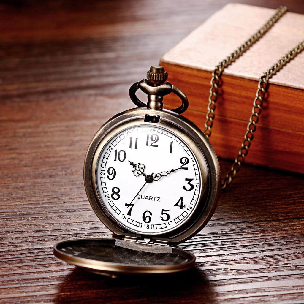 Pocket Watch Steam Locomotive Antique Analog Display Waterproof Pendant Necklace Chain - Birthday Anniversary Christmas Valentine's Day Gift