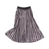 Elegant Pleated Mid-Length Skirt: Spring/Autumn, Solid Color, Elastic Waist, Loose Fit, Plus Size.