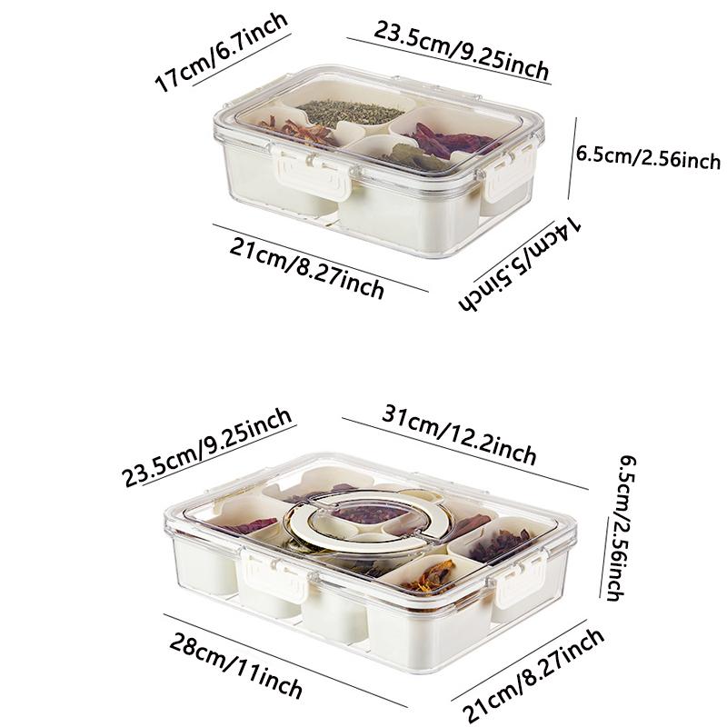 4/8 Grids Snackle Box Container Divided Serving Tray with Lid and Handle Portable Snack Platters for Fruits Snacks Perfect