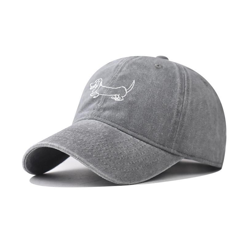 Dachshund Cotton Embroidery Vintage Dog Baseball Cap Curved Brim Casual Outdoor