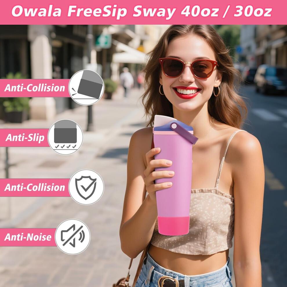 2Pcs Silicone Boot for Owala 30oz & 40oz FreeSip Sway Bottles & Tumblers, Accessories for Owala - Rose red