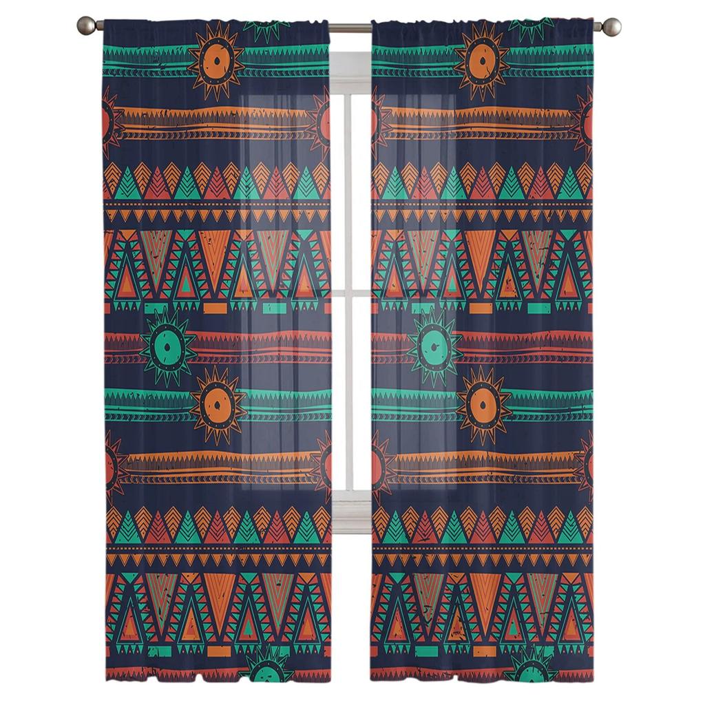 Bohemsk Urfolk Mexico Moderne Trykte Tyllgardiner for Soverom Balkong Vindusdekor Kreativ Mote Hjem Gjennomsiktig Gardin